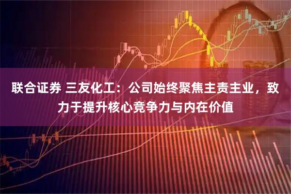 联合证券 三友化工：公司始终聚焦主责主业，致力于提升核心竞争力与内在价值